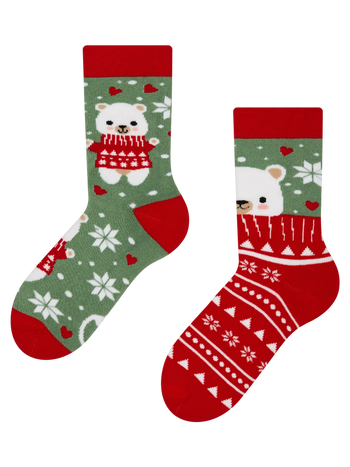 Veselé detské teplé ponožky Medveď v šáli