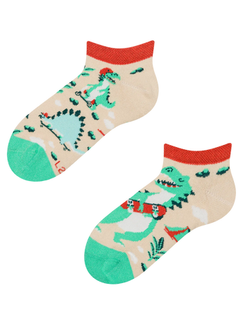 Veselé detské členkové ponožky Dino na skateboarde