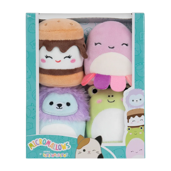 SQUISHMALLOWS Micromallows 4Pack - žaba, chobotnica, lev, s'more
