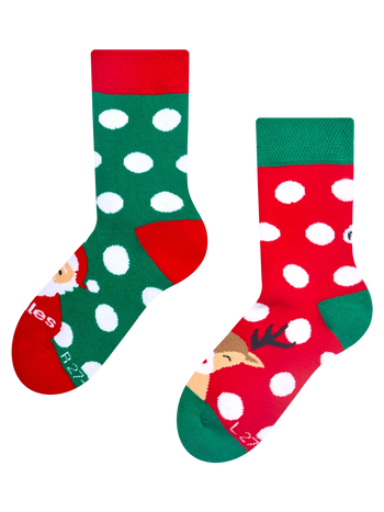 Veselé detské teplé ponožky Santa a Rudolf