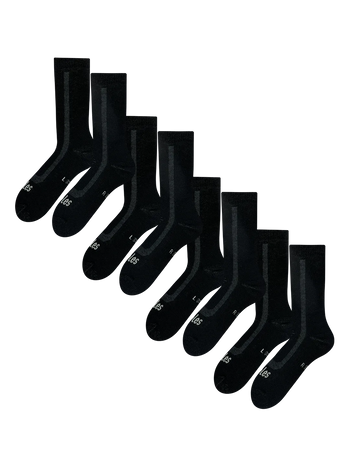 Set 4 párov merino ponožiek s froté úpletom – Čierna