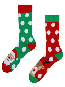 Veselé teplé ponožky Santa a Rudolf