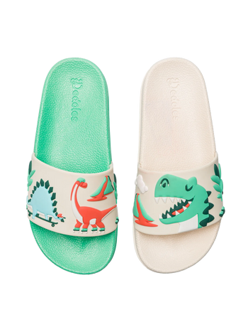 Veselé detské šľapky Dino na skateboarde