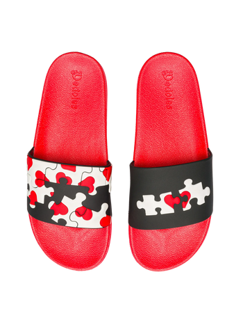 Veselé šľapky Puzzle so srdiečkami