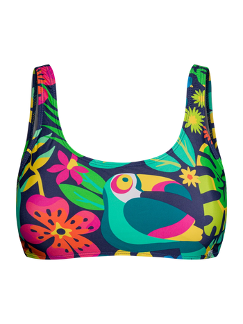 Veselý športový vrchný diel plaviek Tukan v džungli