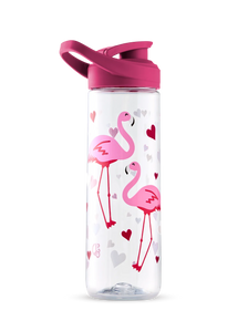 Veselá nápojová fľaša Plameniaky a srdiečka 700 ml