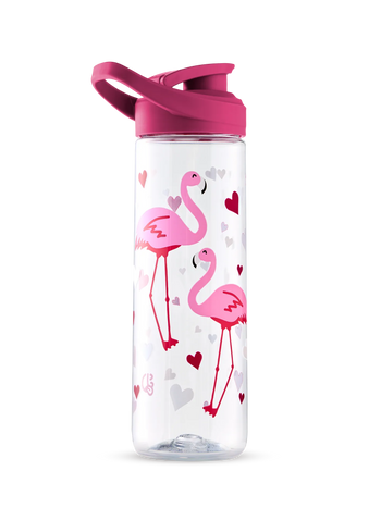 Veselá nápojová fľaša Plameniaky a srdiečka 700 ml
