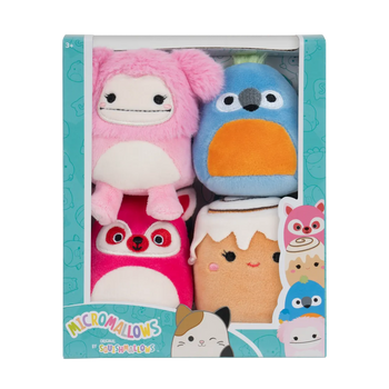 SQUISHMALLOWS Micromallows 4Pack - medvedík čistotný, bigfoot, ara, škoricová rolka
