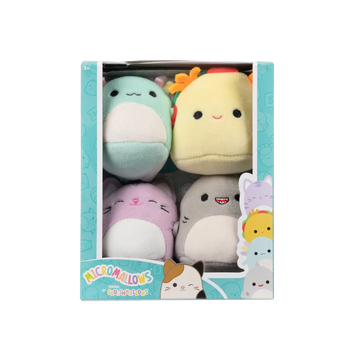 SQUISHMALLOWS Micromallows 4Pack - axolotl, mačka, taco, žralok